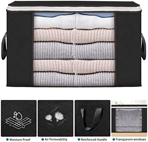 90L Large Storage Bags, 6 Pack Clothes Storage Bins Closet Organizers | Foldable Storage Containers, with Reinforced Handle, for Clothing, Blanket, Comforters, Bed Sheets, Pillows and Toys - Image 4