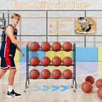 Basketball Rack, Rolling Sport Equipment Holder Ball Storage Cart for Basketball, Football and Soccer, Suitable for Indoor and Outdoor, Black - Image 4