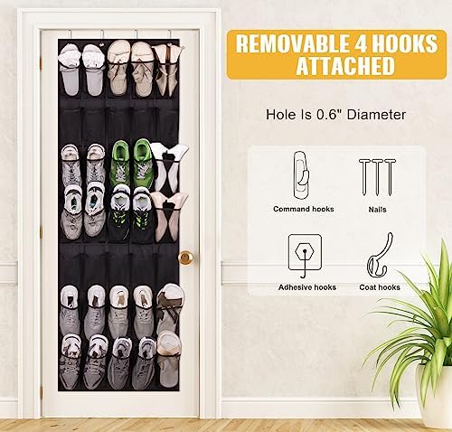 MISSLO 35 Large Pockets Over the Door Shoe Rack for Door Sturdy Oxford Over the Door Shoe Organizer Closet Hanging Shoe Holder Hanger - Image 6