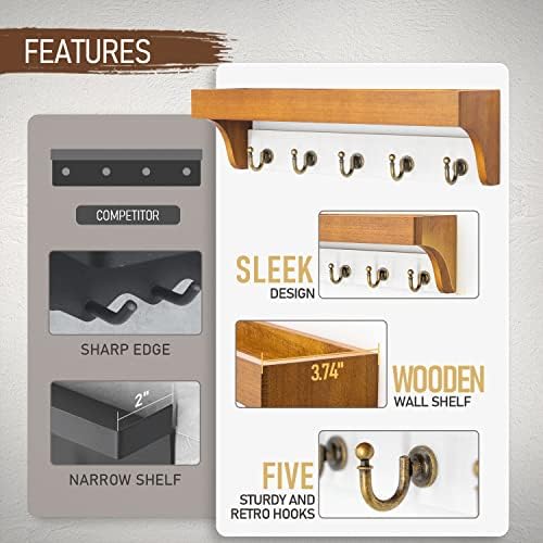 Rebee Vision Key Holder Wall Mount for Home Decor, Light Brown & White - Image 5
