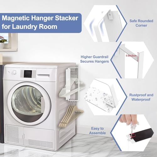 2-Pack Magnetic Hanger Holder for Laundry Room, White - Image 5