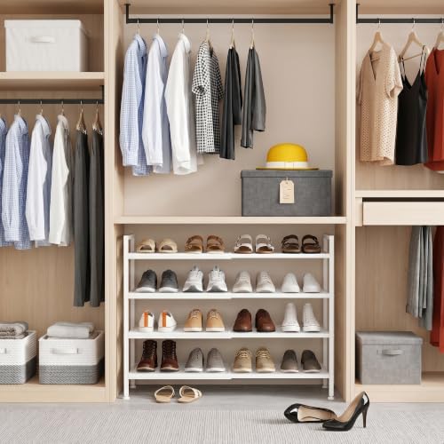Expandable Shoe Rack for Closet, Entryway, Shoe Storage, 3-Tier, White - Image 2