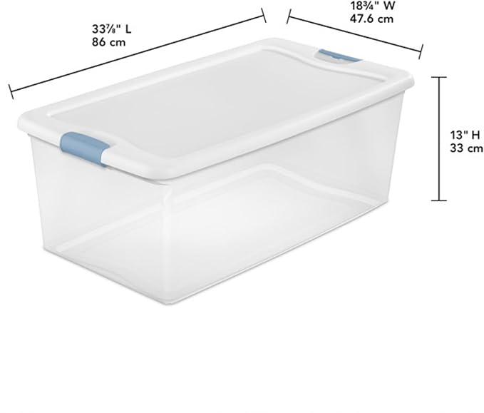 Sterilite Latching Box with Lids for Home and Office, 106 Quart, 12-Pack | Heavy-Duty and Stackable Plastic Containers with Latches for Closet, Cabinet, Bedroom, Bathroom and Dorm Room Organization - Image 2