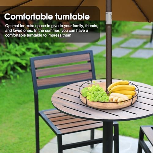 12" Lazy Susan with Umbrella Hole for Outdoor Patio Table - 360° Rotation Iron Turntable Organizer for Beach Umbrellas Patio Garden Swimming Pool - Image 6