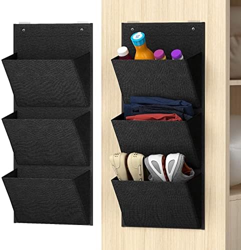 Wall Mounted Hanging Organizer 2Pack,Shoes Rack/Can Store 6Pairs of Plus-Size Sneakers,Also Stores Boots.with Sticky Hanging Mounts, Shoes Holder,Door Shoe Hangers (SM08-Black-2) by Yocice