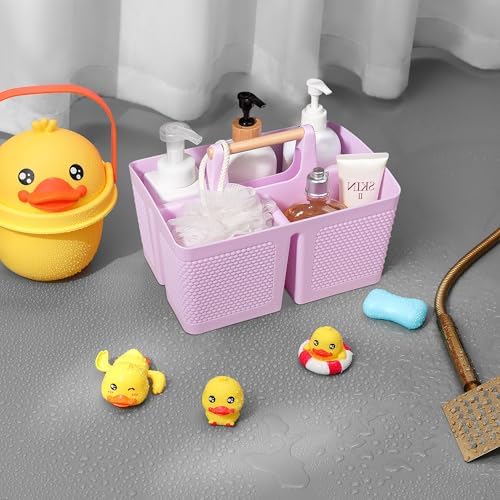 Plastic Shower Caddy, Portable Shower Basket with Handle, Light Purple - Image 7