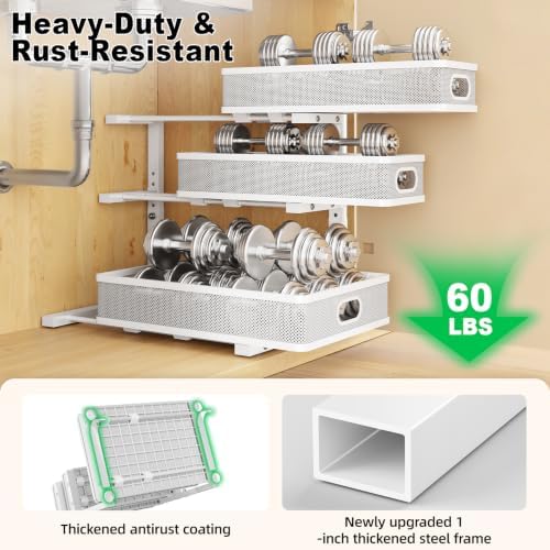 3 Tier White Under Sink Organizer,Kitchen Cabinet Storage Organizer(2 pack) - Image 5