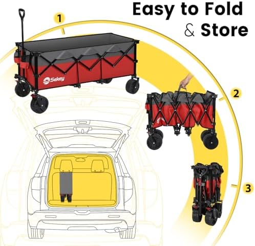 Sekey 300L Extended Collapsible Wagon, 660 lb Capacity, 48 in Long - Image 6
