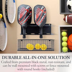 MyGift 16.5 Inch Pickleball Paddle Rack Black Metal Wall Organizer - Image 3
