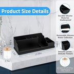 Bathroom Counter Organizer, Black Silicone Toothbrush Holders for Bathrooms Organizer Countertop with 3PCS Qtip Holder, Toothbrush and Toothpaste Holder for Bathroom Organization Storage Vanity - Image 4