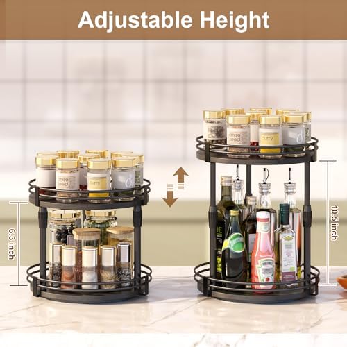 Across-Star Lazy-Susan-Organizer-Spice-Rack, Rotating Spice Organizer for Cabinet Pantry, Seasoning Holder Spice Shelf with Adjustable Height, Kitchen Counter Shelf Countertop Organizer - Image 3