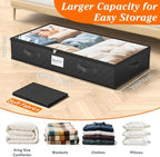 90L Under Bed Storage Containers, Storage Bags, Organizers, 4-Pack, Black | Foldable, Soft Fabric, Closet Organizers, Reinforced Handle, Label Holder, Clear Window, for Comforters, Clothing, Blankets - Image 2