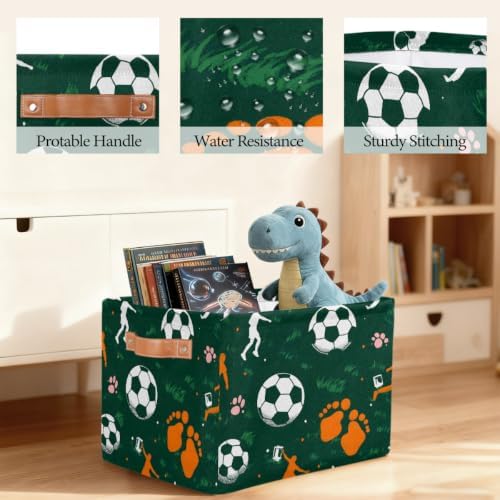 Soccer Storage Basket Toy Storage Bins Collapsible Cube Organizer - Image 6