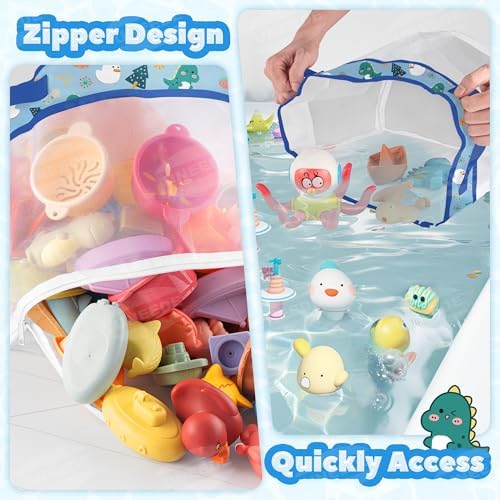 UNEEDE Dino Print Bath Storage,4.15 Gallons Bathtub Storage Organizer - Image 2