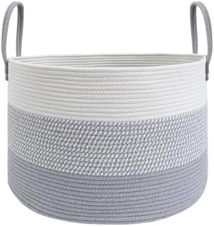 JMvicyroam 65L Extra Large Machine Washable Cotton Rope Blanket Basket by JMvicyroam