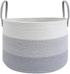 JMvicyroam 65L Extra Large Machine Washable Cotton Rope Blanket Basket by JMvicyroam