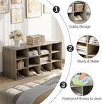 Garden 4 you Shoe Storage Bench, Cubby Shoe Rack with 12 Cubbies, 3-Tier Wood Shoe Rack Organizer, Shoe Organizer Cabinet for Entryway, Hallway, Closet and Garage, Grey - Image 4