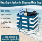 VENO 3 Pack Reusable Grocery Shopping Bags Utility Tote w/Sturdy Handles - Image 2