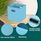 Black Foldable Storage Cubes Bins, Fabric Storage Box Cubes Organizer Baskets with Dual Handles for Home Organizer,Set of 6,(Blue) - Image 7