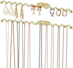 NiHome Wall Mounted Metal Jewelry Organizer Racks for Necklaces, Earrings, Bracelets, Rings, Decorative Display Wave Design Storage Holders for Bedroom, Bathroom, Kitchen, Entryway (2-Pack, Gold) by NiHome