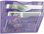 EASEPRES 3 Pocket Mesh Hanging Wall File Organizer, Wall Mounted Mail Paper Document Folder Holder, Clipboard Storage Organization Magazine Rack with Nametag Label for Office School Home, Purple - Image 6