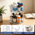 2 Tier Medicine Bottle Organizer, Lazy Susan Organizer for Prescription and Vitamin Bottles, Medicine Cabinet Organizer for Countertop and Bathroom, Transparent Organizer for Empty Pill Bottles - Image 4