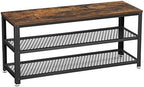 VASAGLE 3-Tier Shoe Rack, Storage Bench with Metal Mesh Shelves and Seat by Unknown