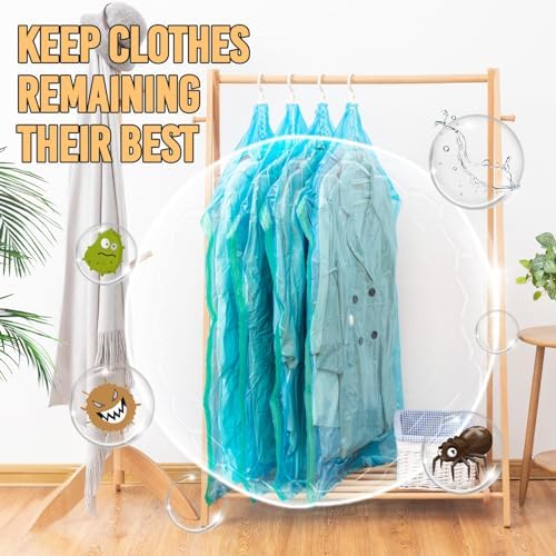 TAILI Hanging Vacuum Storage Bags Clothes, Coats, Jackets,4 Jumbo Blue - Image 6