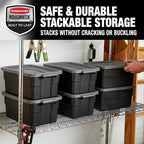 Rubbermaid 6-Pack Heavy Duty Durable 3 GAL Totes for Storage with Snap Lids and Handles, Plastic Storage Bins Stackable Black Gray for Home and Garage (3 GAL - 6 Pack Solid Black and Grey) - Image 5