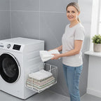Magnetic Collapsible Laundry Basket, Foldable Metal Laundry Hamper for Washing Machine Side, Space Saving Pop Up Hamper, Laundry Room Organization and Storage (White) - Image 5