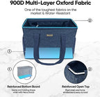 BALEINE Extra Large Utility Tote Bag with Reinforced Wire Frame, Reusable Grocery Bag for Shopping, Picnic (Blue, 16.5''x14''x10'') - Image 3