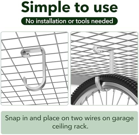 Thickened Bike Hooks for Garage Ceiling Rack, S Hooks Hanging Bike, Silver - Image 3