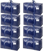 TICONN 8 Pack Extra Large Moving Bags Heavy Duty with Zippers & Carrying Handles, Durable Storage Bags Moving Boxes for Closet Organizers and Storage (8 Pack, Navy) by TICONN