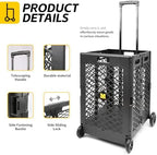 MaxWorks Foldable Rolling Utility Cart, Collapsible Hand Dolly with Telescoping Handle, 70 lbs Capacity, Lightweight Plastic Storage Crate, 16.5" x 15" x 39", No Assembly Needed - Image 5