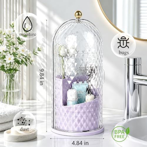 Toothbrush Holder with Cover for Bathroom Countertop, Organizer, Purple - Image 2