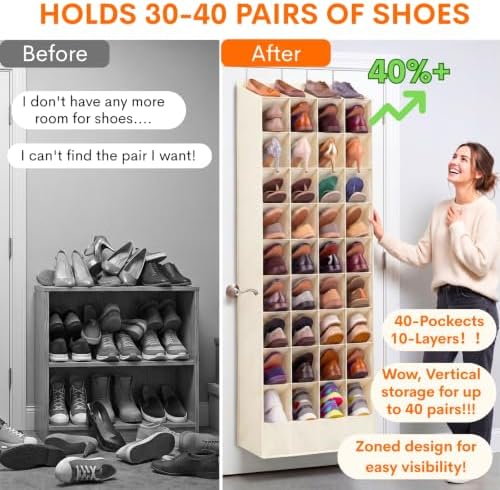 Ofiray-home Over the Door Shoe Organizer, 30-40 Pairs - Image 2