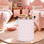 Round Laundry Basket Collapsible Storage Hamper Organizer Pearl Heart - Image 5