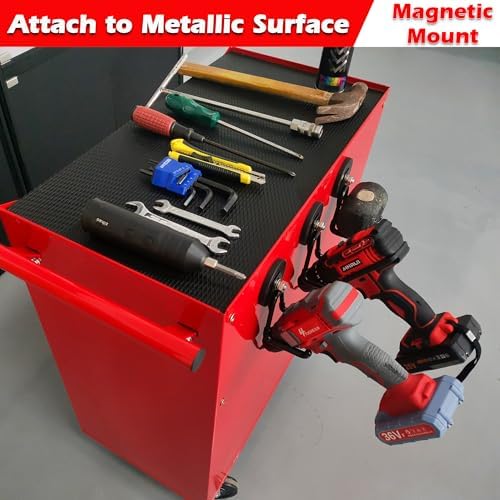 MUTUACTOR Heavy Duty Magnetic Hook,2PCS Anti-Slip Storage Magnet Hooks for Organizer, Magnetic Mount Garage Double Utility Hooks Hanging Impact Drivers Garden Hoses Hardware Box - Image 6