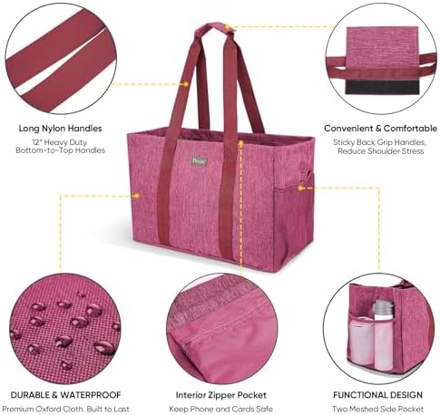 BALEINE Soft 9 Gallon Extra Large Utility Tote, Foldable Reusable Storage Bag (Berry Pink) - Image 5