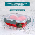 M MCIRCO 5 Pack,30 oz Glass Food Storage Containers with Lids, Gray - Image 2