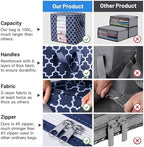 Storage Bags 2 Pack 100L Clothes Organization and Storage Containers | Large Blanket for Comforters,Bedding, Foldable Organizer with Reinforced Handle, Clear Window, Sturdy Zippers, Blue - Image 6