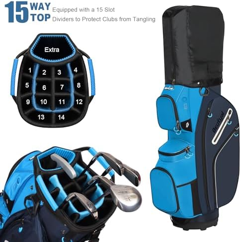 15 Way Golf Cart Bag with Organizer Top, Golf Club Cart Bag for Men - Image 2