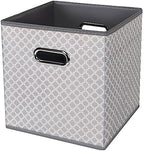 Black Foldable Storage Cubes Bins , Fabric Storage Box Cubes Organizer Baskets with Dual Handles for Home Organizer Grey Light by HEAYEEG