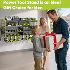 POKIPO Upgrade Power Tool Organizer Wall Mount with Charging Station,4 Layer Heavy Duty Metal Storage Rack Loads 600lbs with 8 Cordless Drill Holder,4 Outlet Power Strip Battery Utility Rack for Man - Image 6