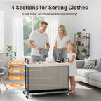 ELYKEN Laundry Hamper 4 Section, 140L Rolling Laundry Sorter with Wheels - Image 6