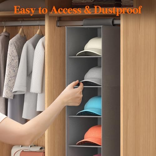 Lifewit 7 Section Hanging Hat Organizer for Baseball Caps, Black, 2 Pack - Image 6