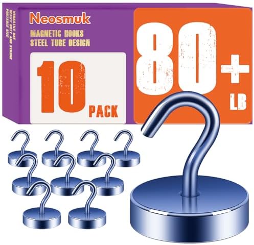Neosmuk Magnetic Hooks Steel Tube Design for Cruise,80lb+ Navyblue,10 Pack by Neosmuk