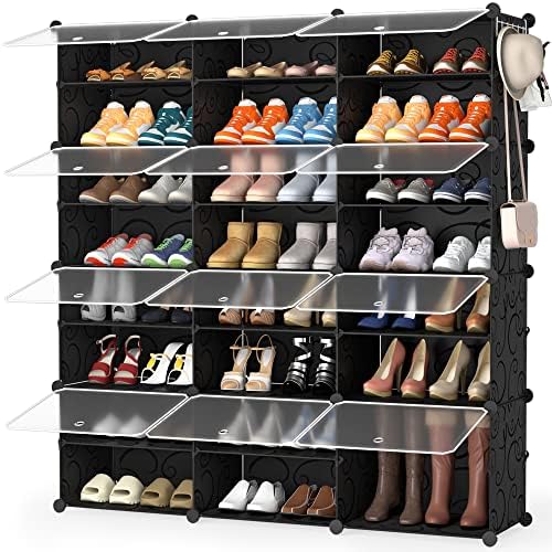 HOMIDEC Shoe Rack Organizer 48 Pair Modular Shoe Storage Cabinet for Closet | PP Plastic, Sturdy Steel Frame, Waterproof, Dustproof, Easy Clean, Shoe Shelves for Closet Garage Hallway Bedroom Entryway by DecorateYourHome