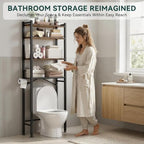 GloTika 4-Tier Over The Toilet Storage, Anti-Tilt, 69.3" H, Black Brown - Image 3
