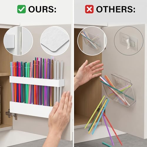 White Acrylic Straw Organizer, Cabinet Mounted Holder for Kitchen Storage - Image 5